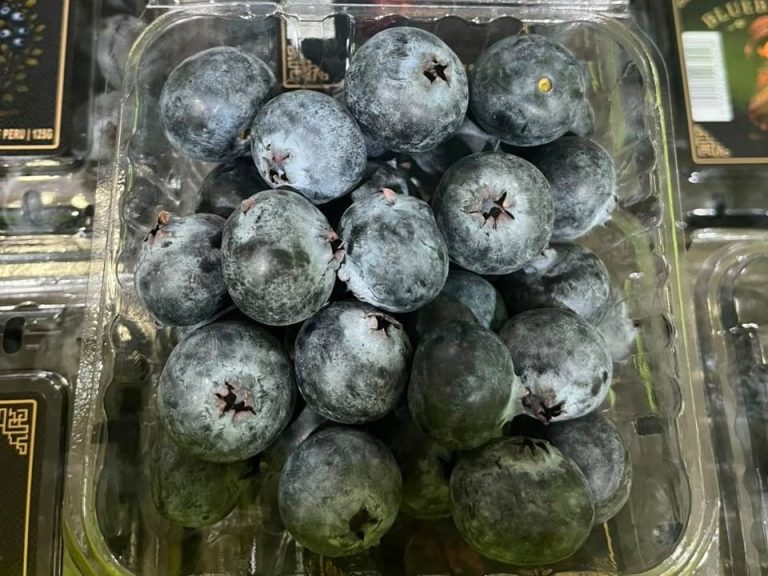 Peruvian blueberries packed in export clamshells